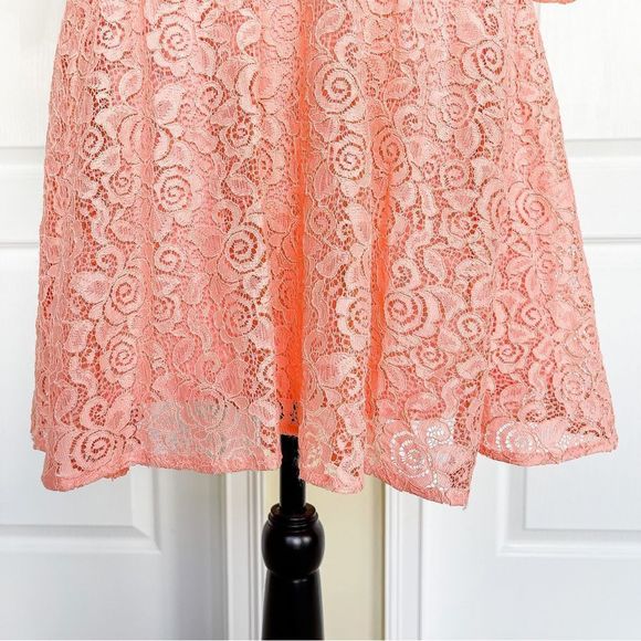 CeCe Size 0 Orange Blossom Intricate Floral Lace A-Line Dress See Through Arms - Picture 6 of 16